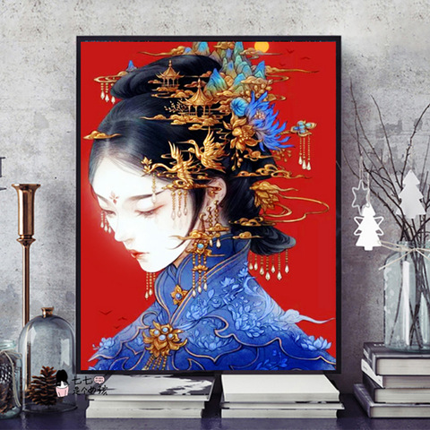 Needlework,DIY Precision printing Chinese Classical Beauty Cross stitch,the drunken beauty Sets For Embroidery kits Cross-Stitch ► Photo 1/6