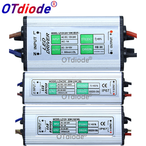 AC 85-265V To DC 3 -10V / DC 30 - 36V LED Driver IP67 Waterproof Lighting Transformers Power Supply 10W 20W 30W 50W 100W ► Photo 1/6