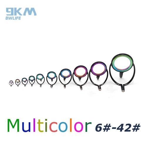 10Pcs Fishing Rod Rainbow Multicolor Rod Repair Kit Pole Guide Tip Ring Stainless Steel Wire Loop Accessories Building 6#~42# ► Photo 1/6