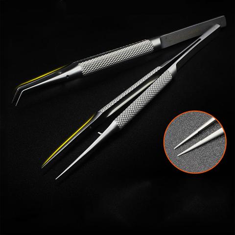 MECHANIC Titanium Alloy  BGA Chips Reballing Tweezers Microscope Fly-line Curved Straight Tweezers with Positioning Card Slots ► Photo 1/6