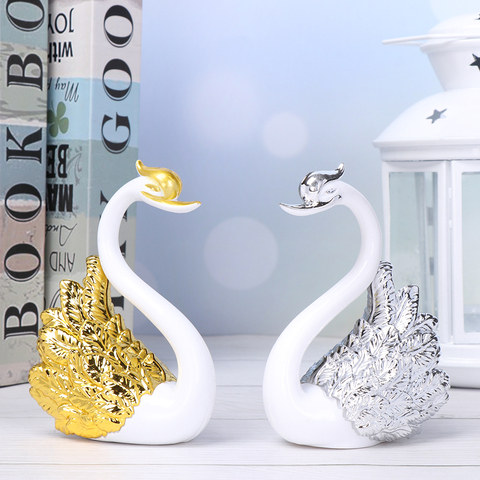 Gold Silver Feather Swan Crown Cake Topper Happy Birthday Cake Decoration Anniversary Sweet Wedding Kid Girl Baking Supplies ► Photo 1/6
