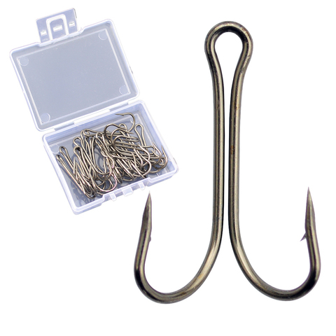 Double Fishing Hooks 20pcs/set High Carbon Steel Fly Tying Barbed Double Fishing Hook Size 1# 2# 4# 6# 8# 9908 ► Photo 1/6