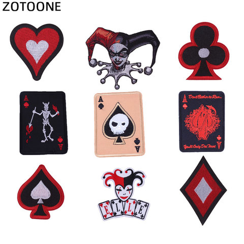 ZOTOONE Embroidery Stickers Patch Playing Pokers Cards Sew On Iron-on Arm Badge For Jeans Clothing Hat Garment Accessories  G ► Photo 1/6