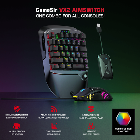 GameSir VX2 AimSwitch Gaming Keyboard Mouse and Adapter for Xbox One / PS4 / Nintendo Switch for Video Game Consoles PUBG COD ► Photo 1/6