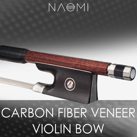 Naomi Luxurious 4/4 Violin Bow Carbon Fiber Stick Pernambuco Veneer Bow Ebony Frog W/ Paris Eye Inlay Well Balanced ► Photo 1/6