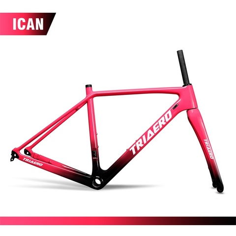 ICAN BIKES new flat mount Disc brake carbon bicycle cyclocross frame Full internal cable size fit 142*12mm rear axle ► Photo 1/6