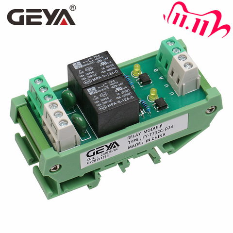 GEYA 2 Channel Relay Module AC/DC 12V 24V AC230V Relay Interface ► Photo 1/6