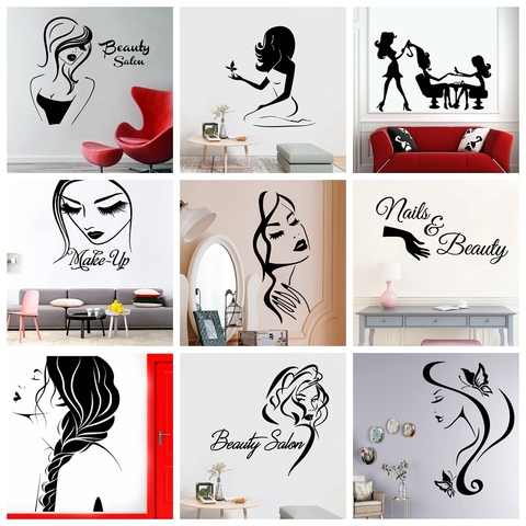 Beauty Salon Vinyl Wall Sticker Home Decorative Wall Paper For Living Room Bedroom Make Up Wall Art Sticker Murals ► Photo 1/6