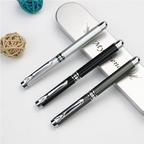 Portable small signature pen Pocket metal gel pen 2 extra 0.5mm refills in black and blue ► Photo 1/6