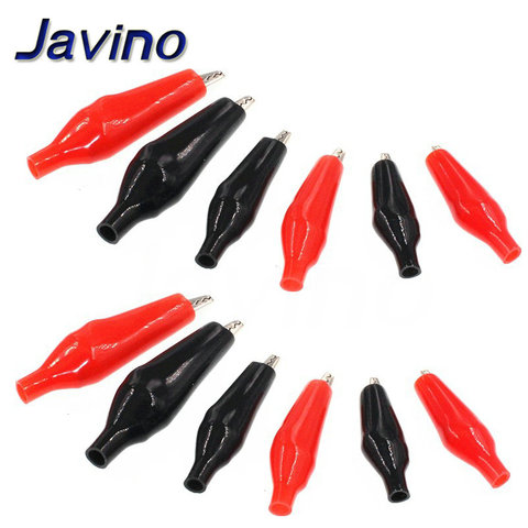 10pcs Metal Alligator Clip Crocodile Electrical Clamp Testing Probe Meter Black Red with Plastic Boot Car Auto Battery ► Photo 1/1