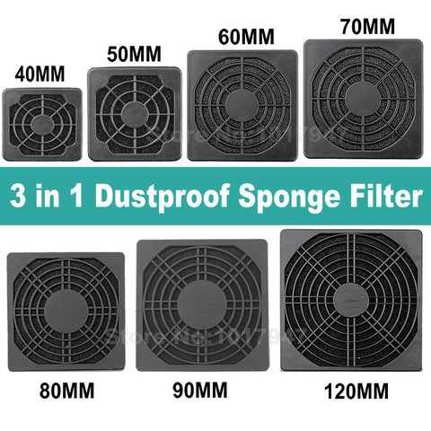 Gdstime PC Dust Cover Case 3 in 1 Fan Dustproof Sponge Filter Mesh 40mm 50mm 60mm 70mm 80mm 90mm 120mm optional ► Photo 1/6