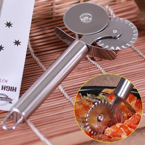 Double Roll Pizza Stainless Steel Knife Pasta Cutter Pasta Pasta Round  Lace Pizza Wheel Kitchen Tools ► Photo 1/6