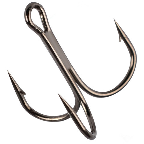 10Pcs/lot 2# 4# 6# 8# 10# Black Triple Fishing Hook High Carbon Steel Treble Overturned Hooks Fishing Tackle Round Bend Treble ► Photo 1/6