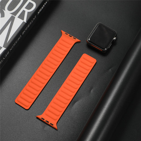 Silicone Link strap for Apple watch band 44mm 40mm iWatch band 38mm 42mm Magnetic Loop bracelet Apple watch series 6 5 4 3 SE ► Photo 1/6
