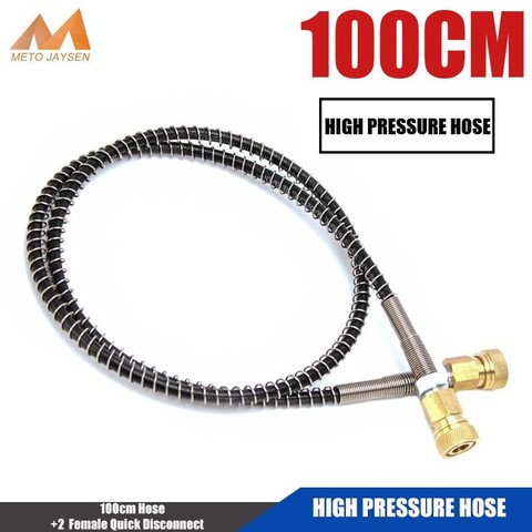 100cm Long High Pressure Hose with Spring Wrapped M10x1 Male Thread PCP  Pneumatics Air Refilling Pump Nylon Black Hose ► Photo 1/6
