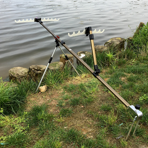 YEMIHT  Fishing Equipment Telescopic Fishing Rods Holder Stands Folding Aluminum Alloy for Hand Carp Fishing Rods ► Photo 1/6