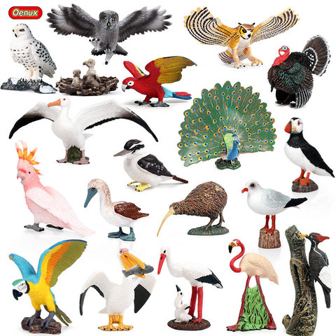 Oenux Cute Lovely Bird Animals Action Figure Woodpecker Parrot Eagle Phoenix Birds Miniature Model Home Garden Decoration Toy ► Photo 1/6