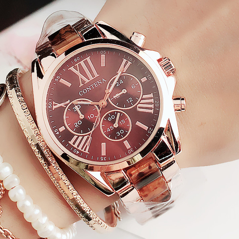 2022 New Women Watches Famous Luxury Top Brand Logo Fashion Quartz Brown Ladies Wrist watches Geneva Designer Gifts For Women ► Photo 1/6