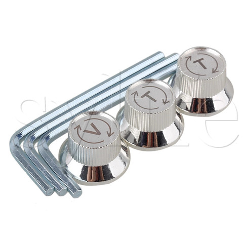 3pcs Electric 1V2T Guitar 6mm ID Hole Volume Control Knobs Silver ► Photo 1/1