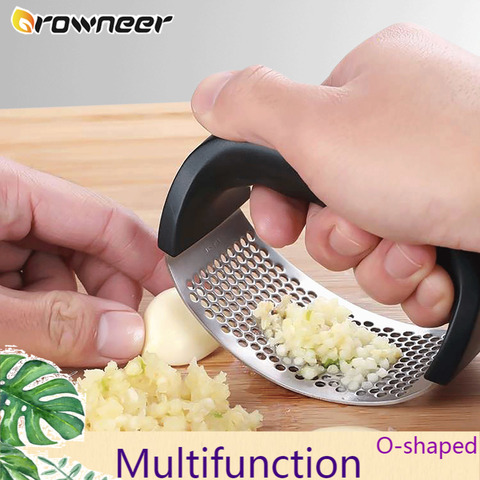 Multi-function Grinding Slicer Stainless Steel O-shaped Garlic Ginger Press Hand Held Kitchen Rolling Crusher Vegetable Tool ► Photo 1/6