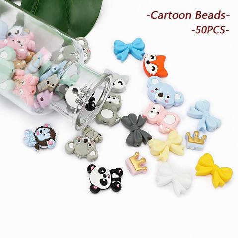 TYRY.HU 50pcs BPA Free Silicone Beads Mini Koala Crown Shaped Cartoon Silicone Baby Teething Beads For DIY Jewelry Baby Teethers ► Photo 1/6