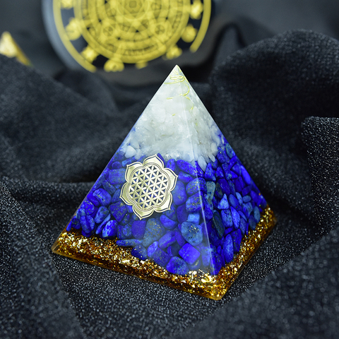 Orgonite Pyramid Furnishing Articles Vishuddha Chakra Zadkiel Increase Creativity Lapis Resin Pyramid Smart Jewelry ► Photo 1/6