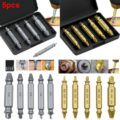 5pcs/set Material Damaged Screw Extractor Drill Bits Guide Set Broken Speed Out Easy out Bolt Stud Stripped Screw Remover Tool ► Photo 1/6