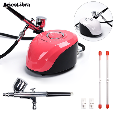 Dual-Action Airbrush Compressor 0.2mm/0.3mm/0.4mm Set Spray Gun Adjustable Power Air brush for Nail Art Cake Decoration Makeup ► Photo 1/6