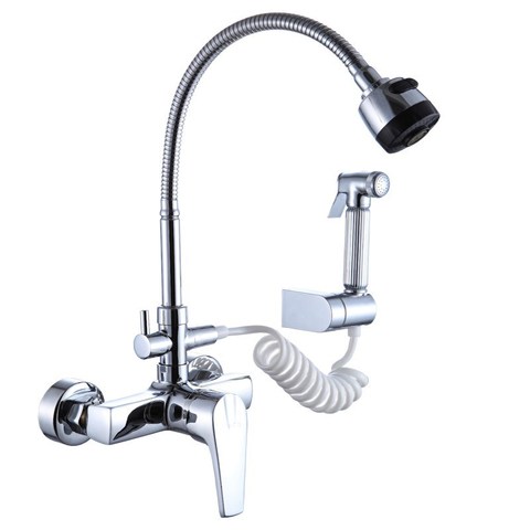 BAKALA multi-function wall-mounted hot and cold kitchen faucet with hand spray ► Photo 1/6