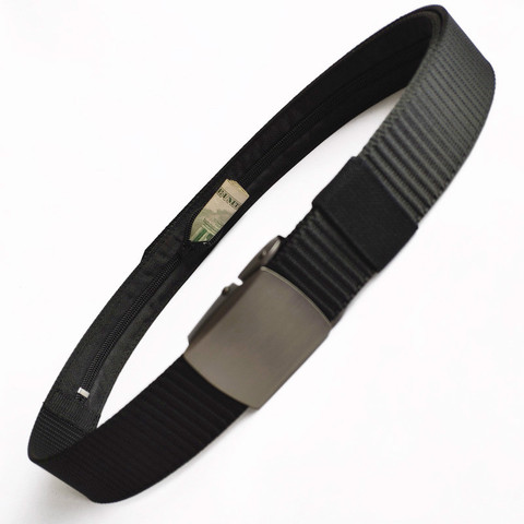 High Quality Canvas Men Belt New Alloy Buckle Nylon Hidden Money Belt Women's Outdoor Zipper Hidden Wallet Safety Belt ► Photo 1/6