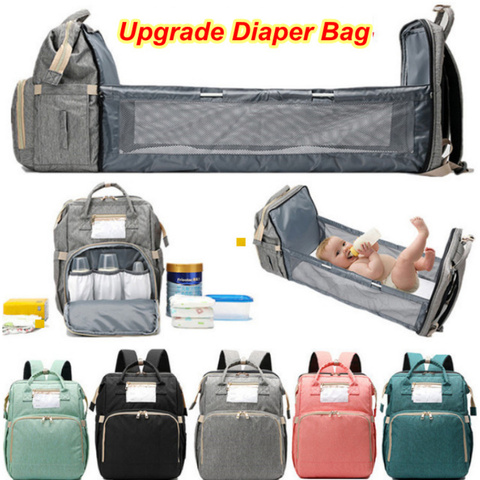 Diaper Bag Backpack 3 in 1 Travel Bassinet Foldable Baby Bed Changing Station Waterproof USB Charging Port Infant Sleeper ouc110 ► Photo 1/6