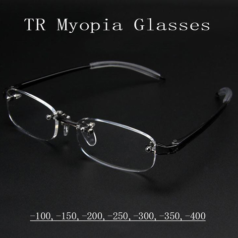 Finished Myopia Glasses Women Men Rimless Nearsighted Eyeglasses TR90 Soft Shortsighted Spectacles -1,-1.5,-2,-2.5,-3,-3.5,-4 N5 ► Photo 1/6