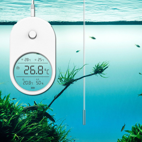 3 In 1 Electronic Aquarium Water Thermometer Hygrometer LCD Digital Water Temperature Measuring Tool With Probe for Fish Tank ► Photo 1/6