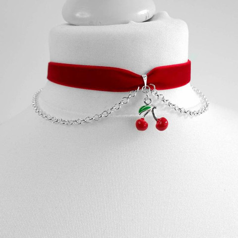 Red Velvet Cherry Choker With Chains fashion jewelry beautiful delicacy novelty 2022 new women Girlfriend gift ► Photo 1/5
