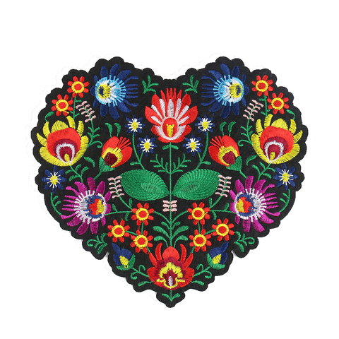 2PCS Large Heart Shape Flower Patch 3D Embroidery Applique Iron on Patches for Clothing Accessories DIY Apparel Sewing Supplies ► Photo 1/6