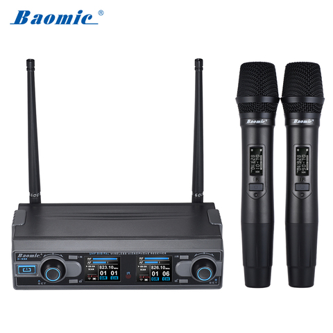 Baomic D-332 Professional Dual Channel UHF Digital Wireless Handheld Microphone System for Karaoke Party Presentation ► Photo 1/6