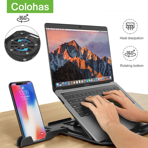 Height Adjustment Laptop Stand For Macbook Pro Notebook Support 360 Degree Rotating Bottom Computer Stand Riser Cooling Pad ► Photo 1/6