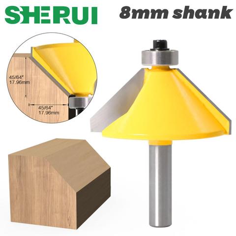 1pc 8mm Shank High Quality Large 45 Degree Chamfer & Bevel Edging Router Bit Wood Cutting Tool woodworking router bits ► Photo 1/6