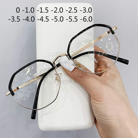 -1.0 to -6.0 Metal Anti-blue Myopia Glasses Women&Men Big Oversized Glasses Frame Nearsighted Prescription Glasses Diopter UV400 ► Photo 1/6