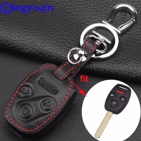 jingyuqin Remote Leather Key Case Cover For Honda Accord CR-V Civic Insight Ridgeline 4 Buttons 3 Button+Panic New Holder Cover ► Photo 1/4