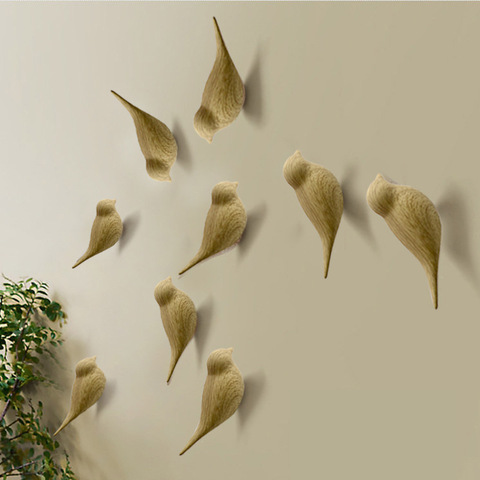 2022 New Creative Bird Shape Wall Hooks Home Decoration Resin Wood Grain Storage Rack Bedroom Door After Coat Hat Hanger ► Photo 1/6