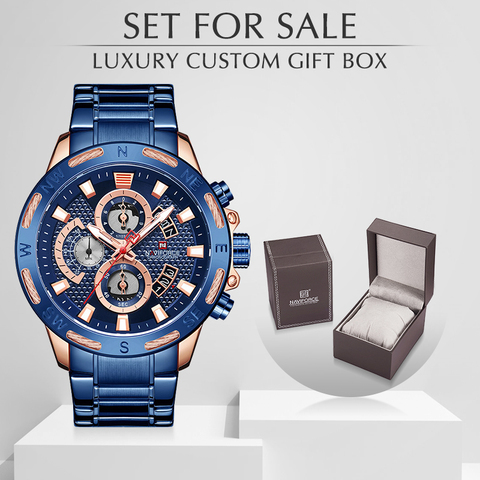 Men Watch NAVIFORCE Top Brand Luxury Quartz Men’s Watches Full Steel Chronograph Watch With Box Set For Sale Relogio Masculino ► Photo 1/6