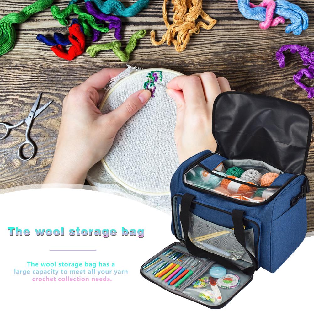 Crochet Hooks Thread Yarn Storage Tote Bag Sewing Tools Organizer Holder Pouch