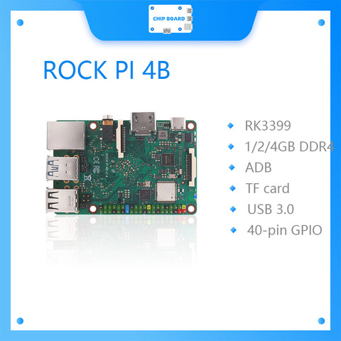 ROCK PI 4B V1.4 Rockchip RK3399 ARM Cortex Six Core SBC/Single Board Computer Compatible with Official Raspberry Pi Display ► Photo 1/6