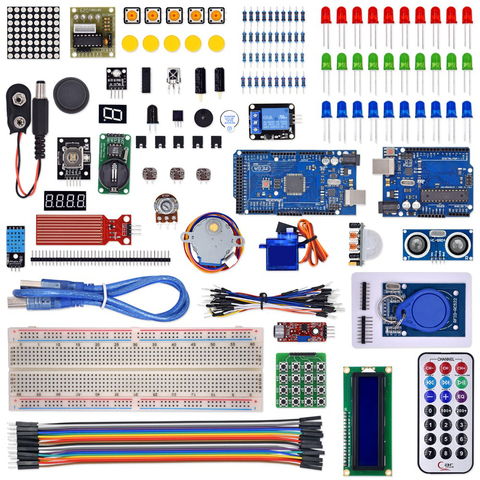 Kit for arduino R3 with mega 2560 / lcd1602 / hc-sr04 /dupont line in plastic box ► Photo 1/2