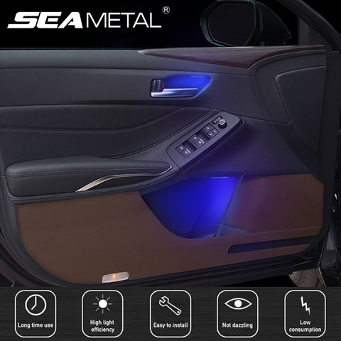 Blue Car Door Bowl Handle LED Ambient Atmosphere Light Interior