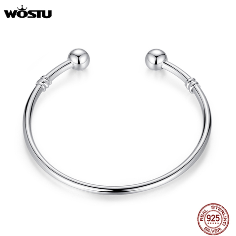 WOSTU Hot Sale Silver color European Charm Bead Bangle & Bracelet Fashion Jewelry For Women Men  XCH3040 ► Photo 1/3