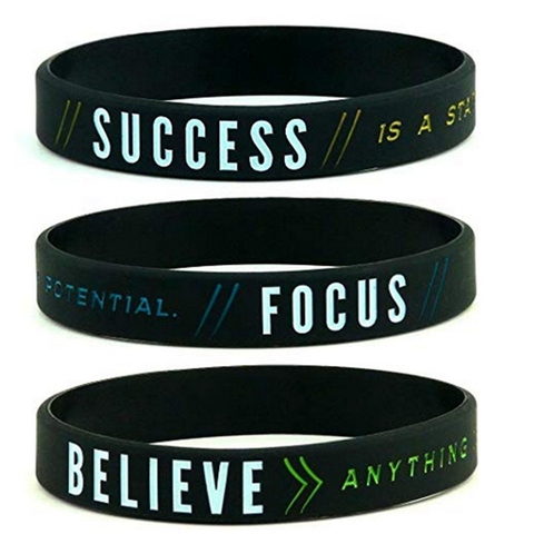 Success, Focus, & Believe Motivational Wristband Silicone Bracelets ► Photo 1/6