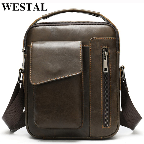 WESTAL men's shoulder bag for men genuine leather bag casual crossbody bags top-handle handbags small messenger bags male 8211 ► Photo 1/6