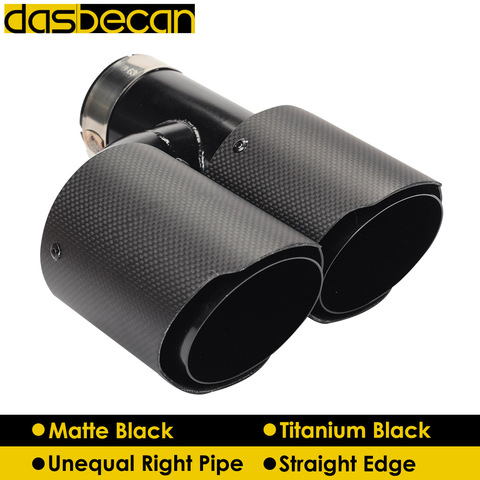 Dasbecan Car Dual Muffler Exhaust Tips Matte Carbon Fiber Unequal Exhaust Pipe for AK Titanium Right End Tip H Model Universal ► Photo 1/6